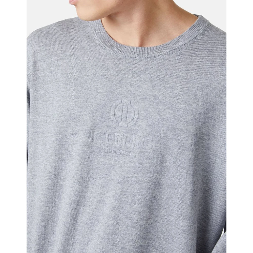 Iceberg Wollen trui met logo Gray Heren