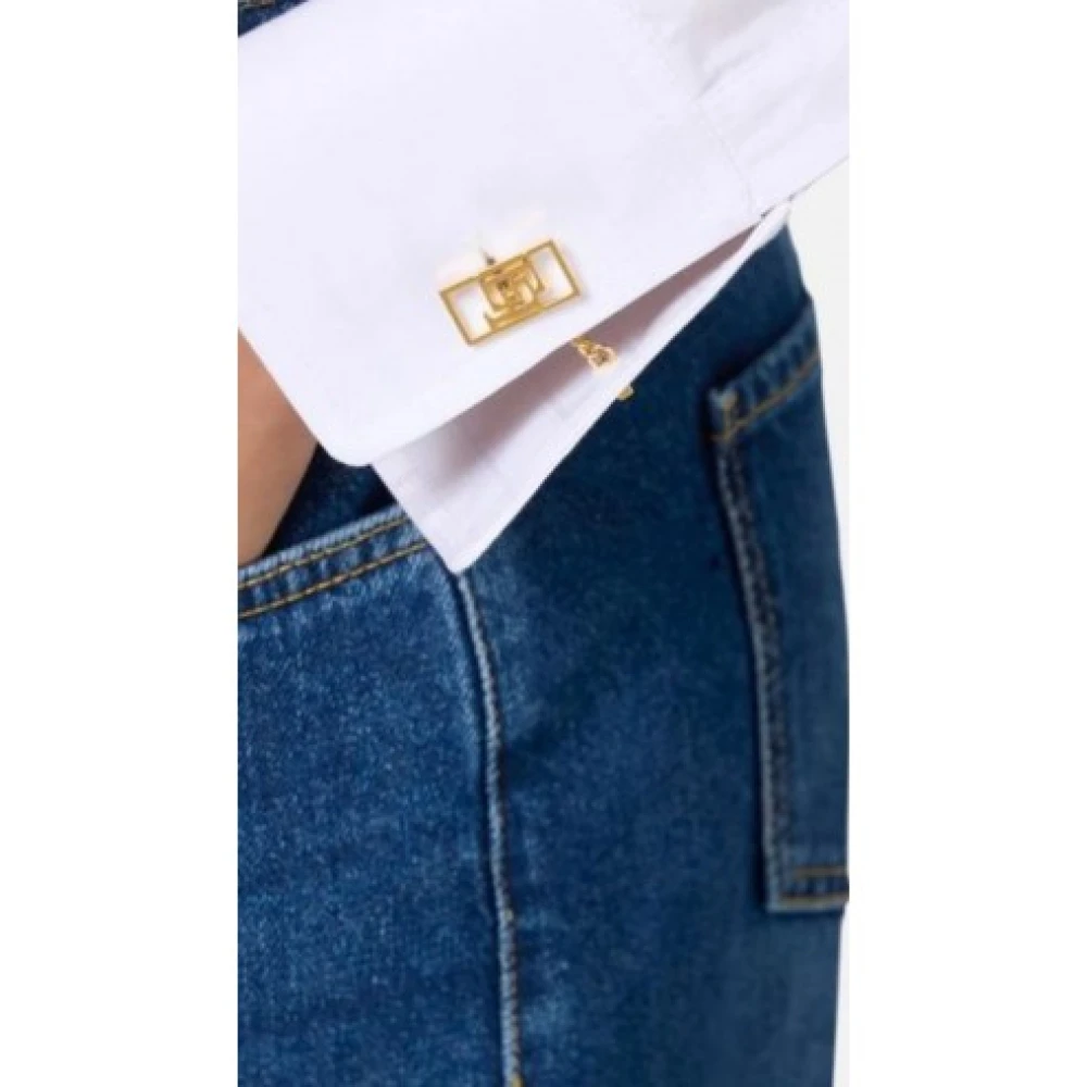 Elisabetta Franchi Gestreepte witte overhemd lange mouw White Dames