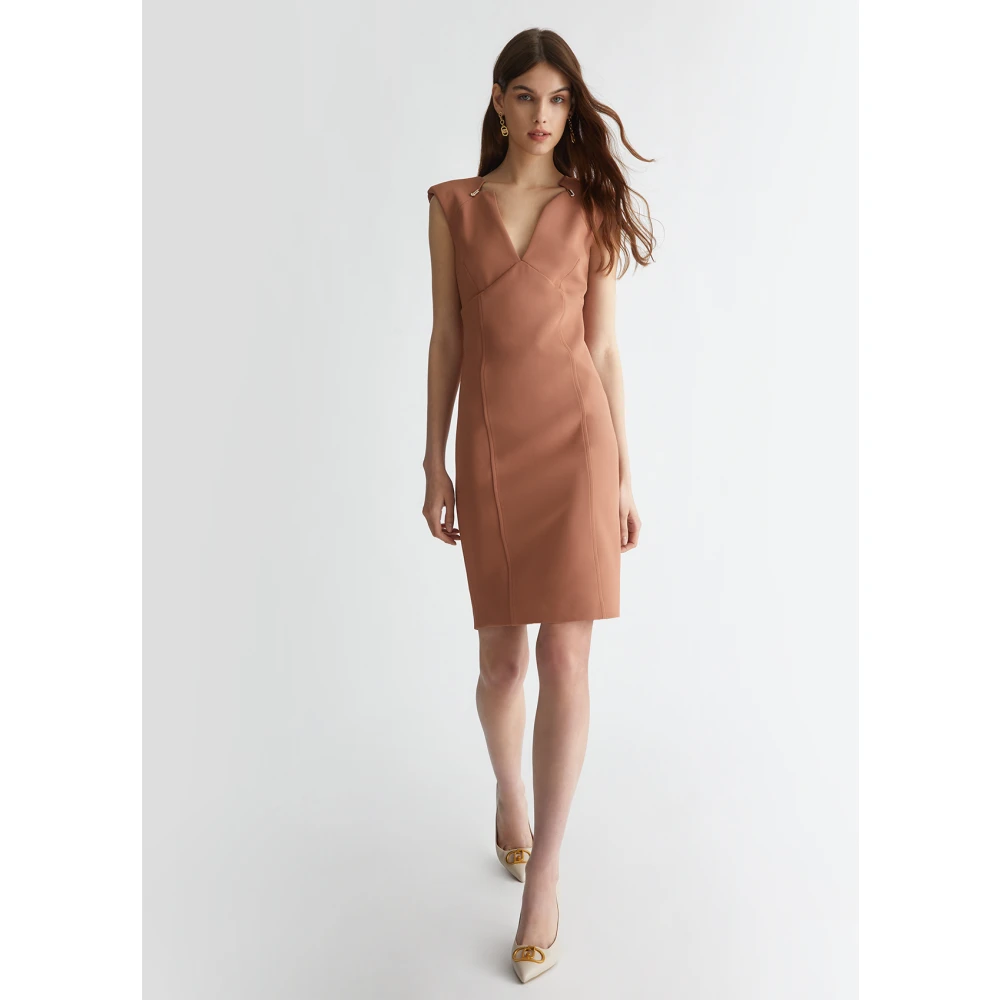 Liu Jo Stretch stof schede jurk met metalen letters Brown Dames