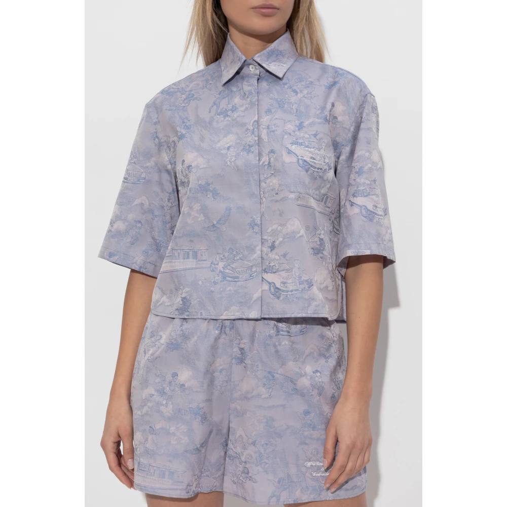 Off White Shirt met zak Purple Dames