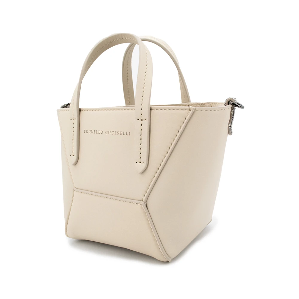 BRUNELLO CUCINELLI Zachte leren handtas met juweelborduursels White Dames