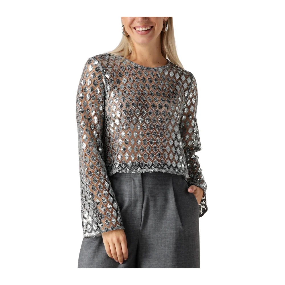 Object Glamoureuze Zilveren Top voor Vrouwen Gray Dames
