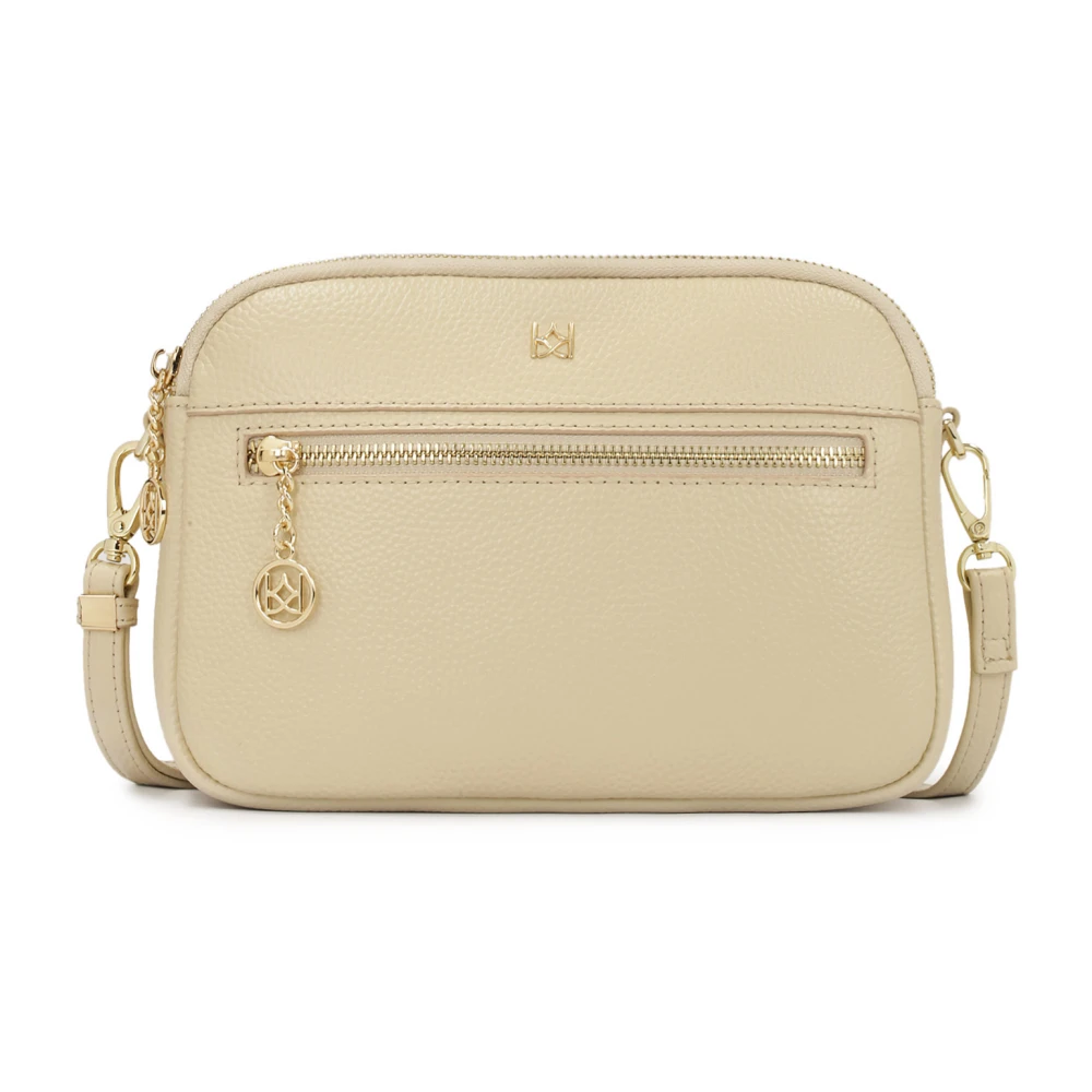 Kazar Roomkleurige leren handtas met 3 compartimenten Beige Dames