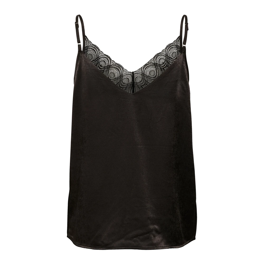 My Essential Wardrobe Kanten Strap Top Zwart Vrouwelijke Stijl Black Dames