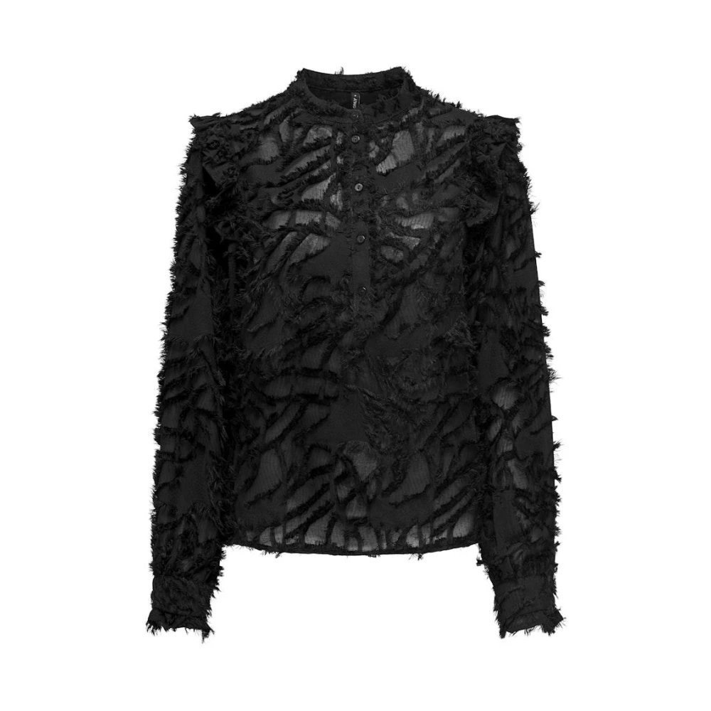 Only Ruches top in zwart Black Dames