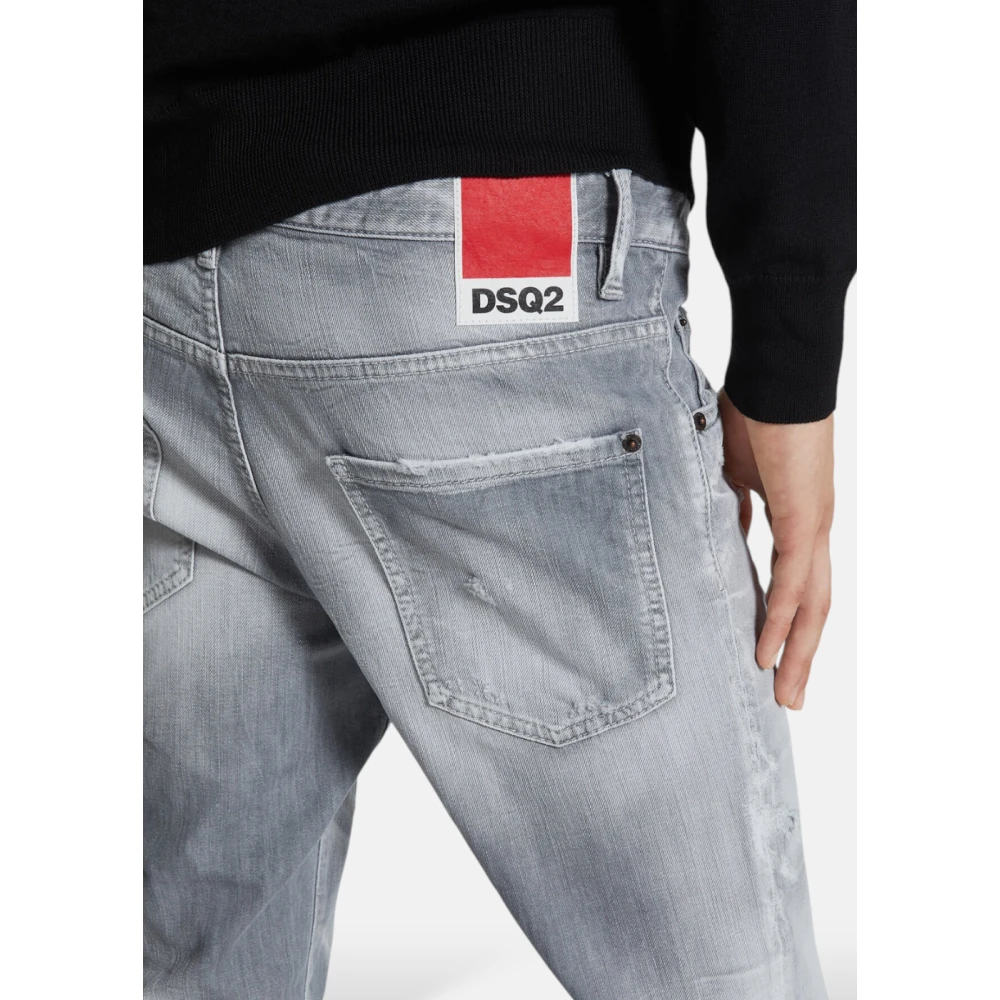 Dsquared2 Geborsteld Grijs Skater Jeans Gray Heren