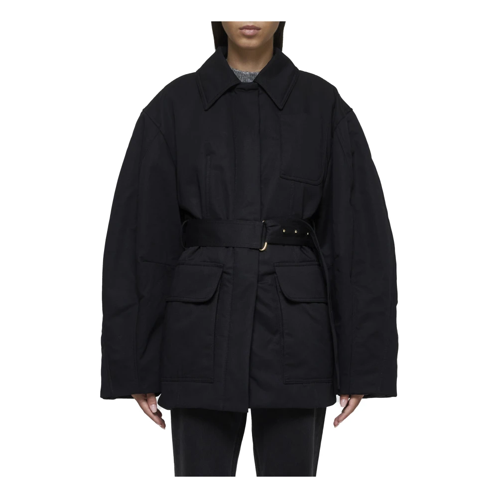 Jacquemus Zwarte Katoen Linnen Blend Blouson Jas Black Dames