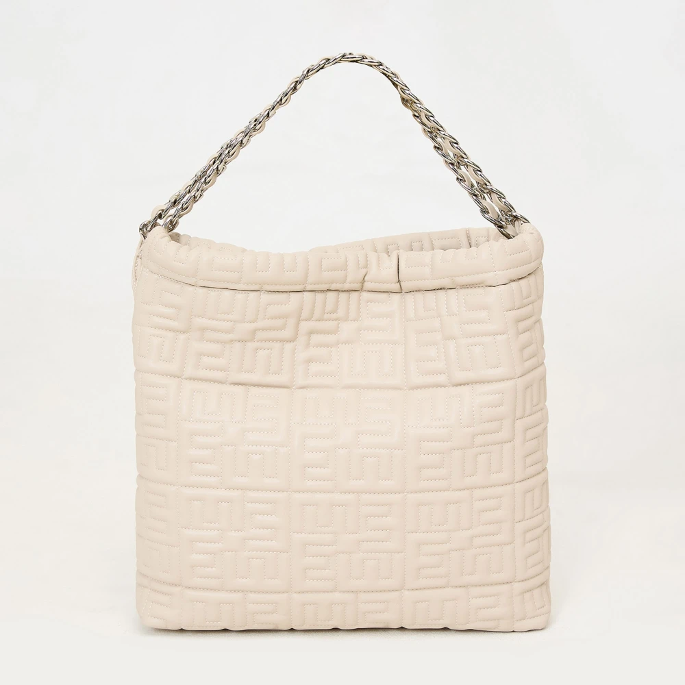 Ermanno Scervino Geperste leren tote tas met logo Beige Dames