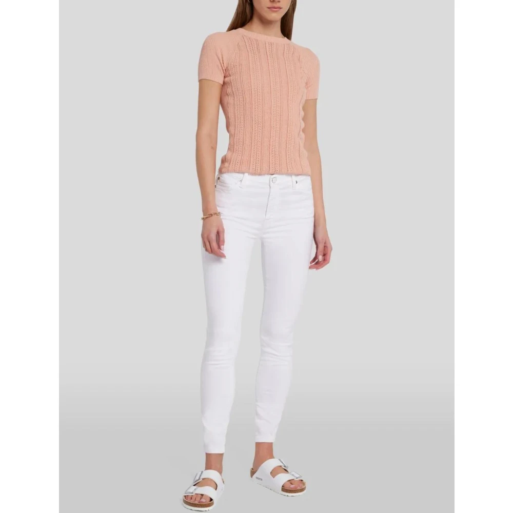 7 For All Mankind Hoge Taille Skinny Crop Jeans Wit White Dames