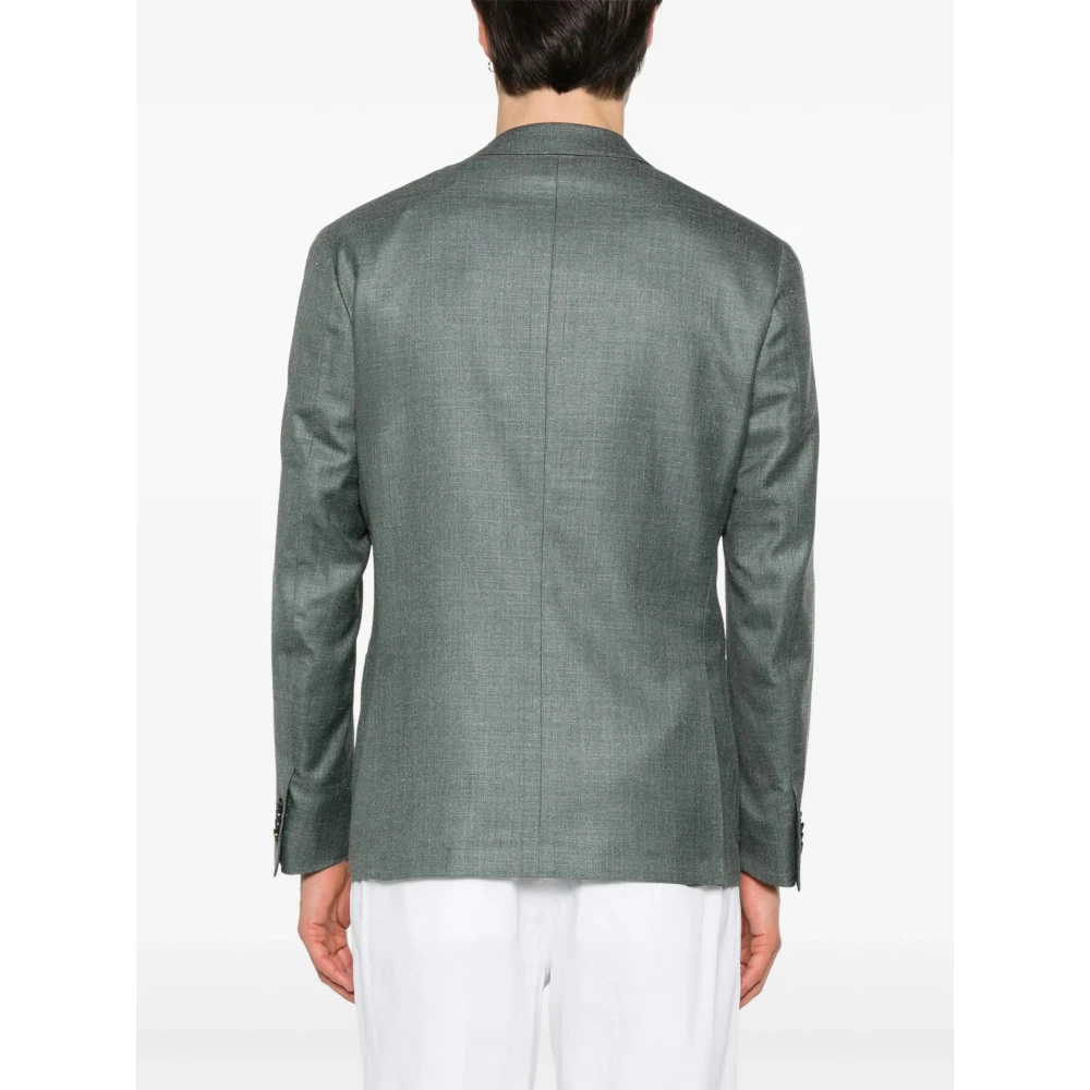 Corneliani Luxe Wol Zijde Linnen Jas Green Heren