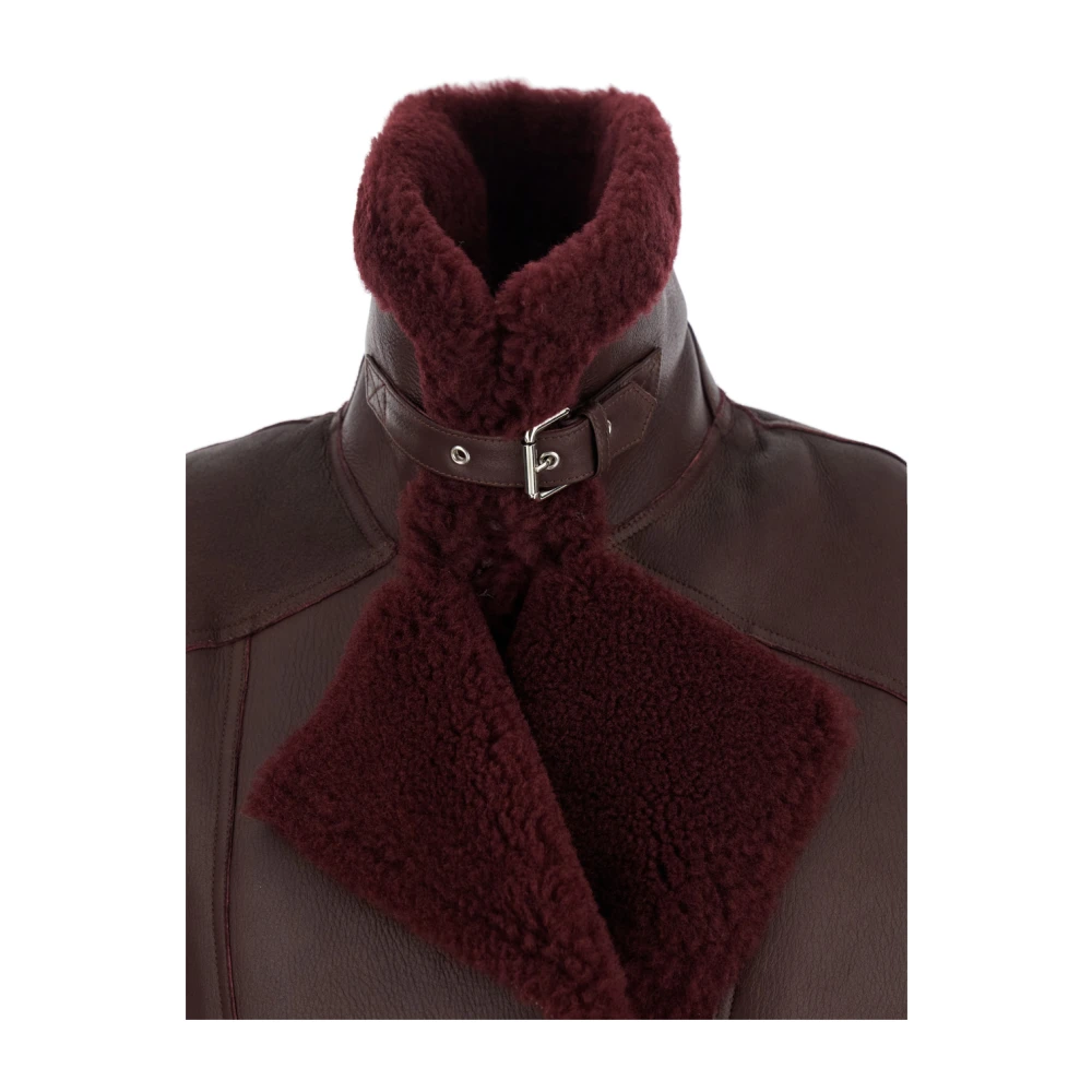 Federica Tosi Shearling Sleeveless Coat in Bordeaux Red Dames