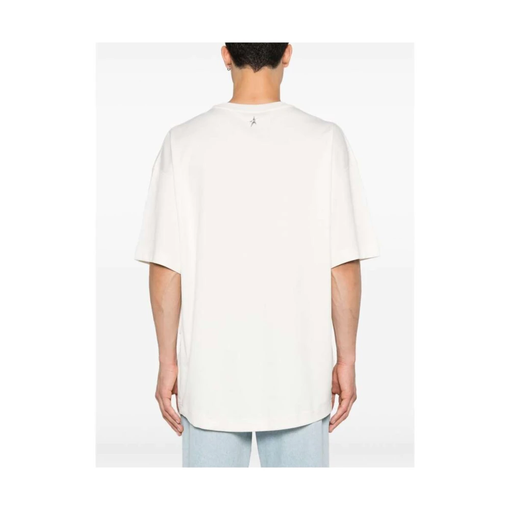 Mugler Off-White Jersey T-shirt met Piercing Detail White Heren