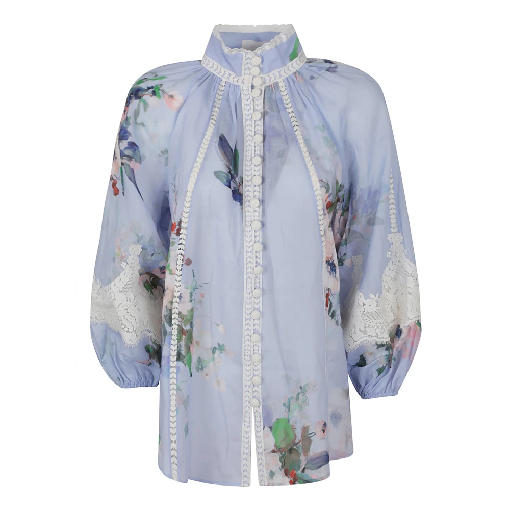 Zimmermann Blauwe Shirt Verhoog Garderobe Chic Stijl Blue Dames