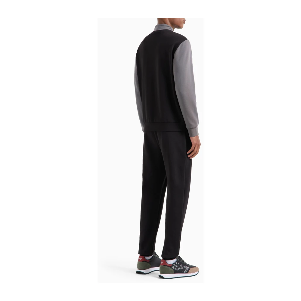Emporio Armani EA7 Zwarte Sportieve Katoenen Trainingspak Black Heren