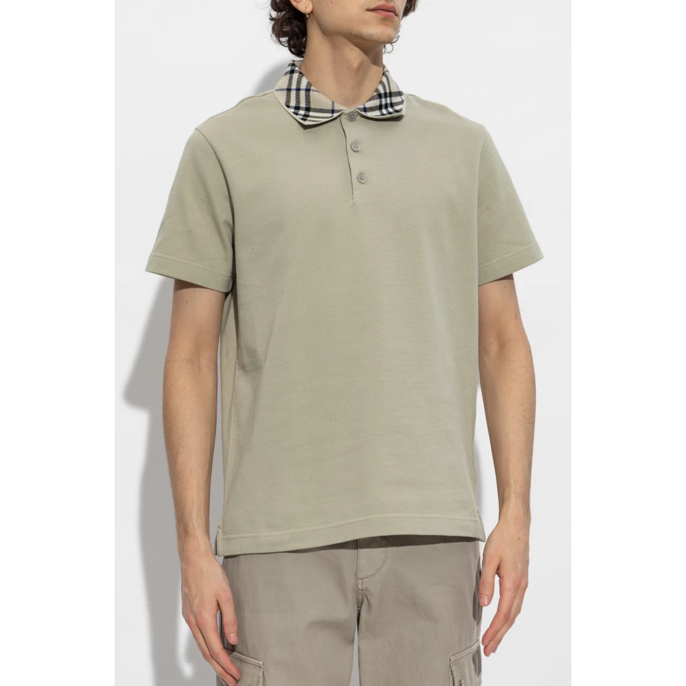 Burberry Polo met geruite kraag Green Heren