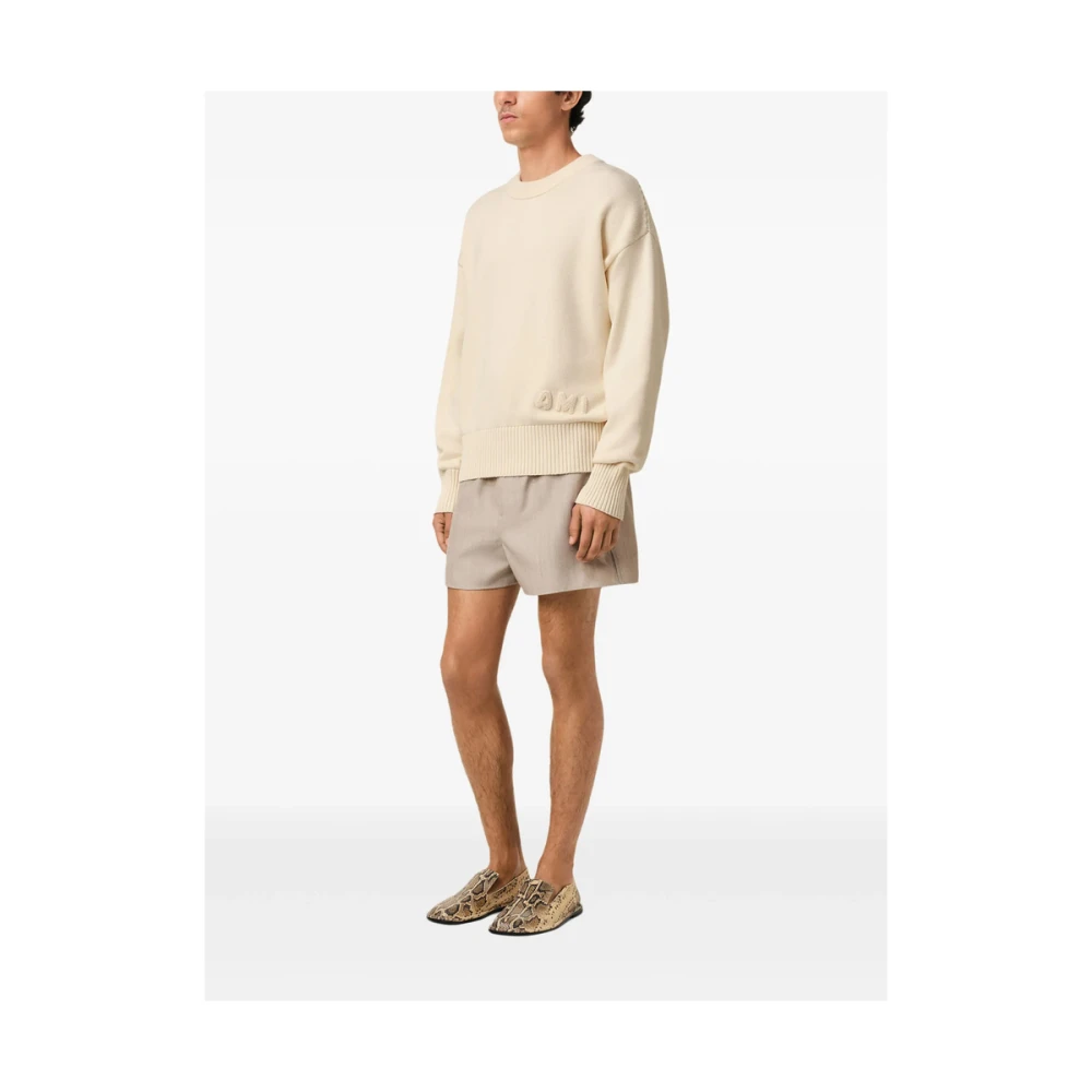 Ami Paris Roomwit Crew Neck Sweater Beige Heren