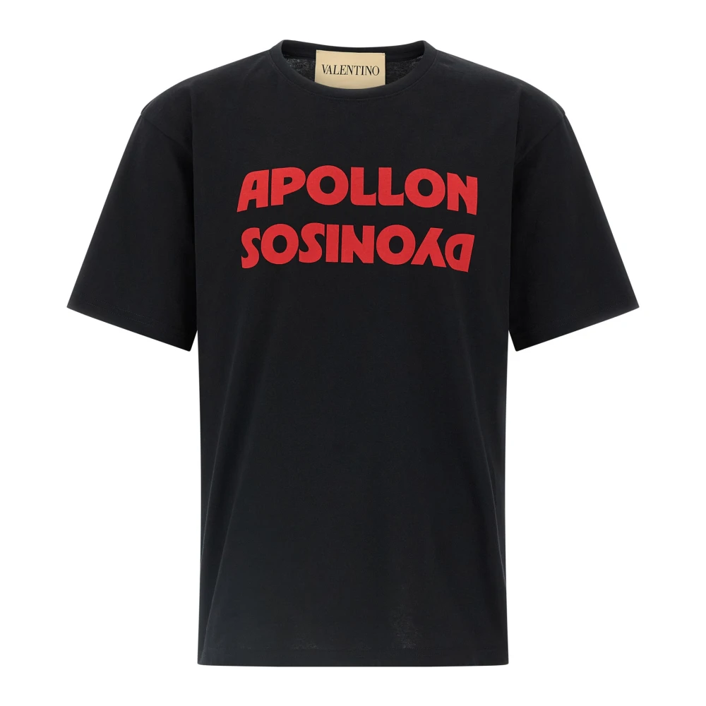 Valentino Garavani T-Shirts, Male, Xl, Cotton T-Shirt With Apollon/Dyonisos Print Black