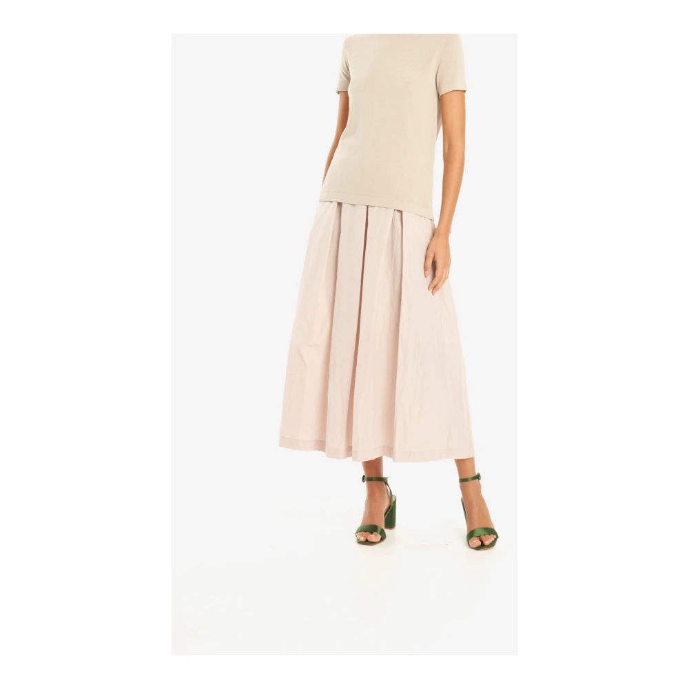 Vicario Cinque Elegante Maxi Rok met Zakken Beige Dames