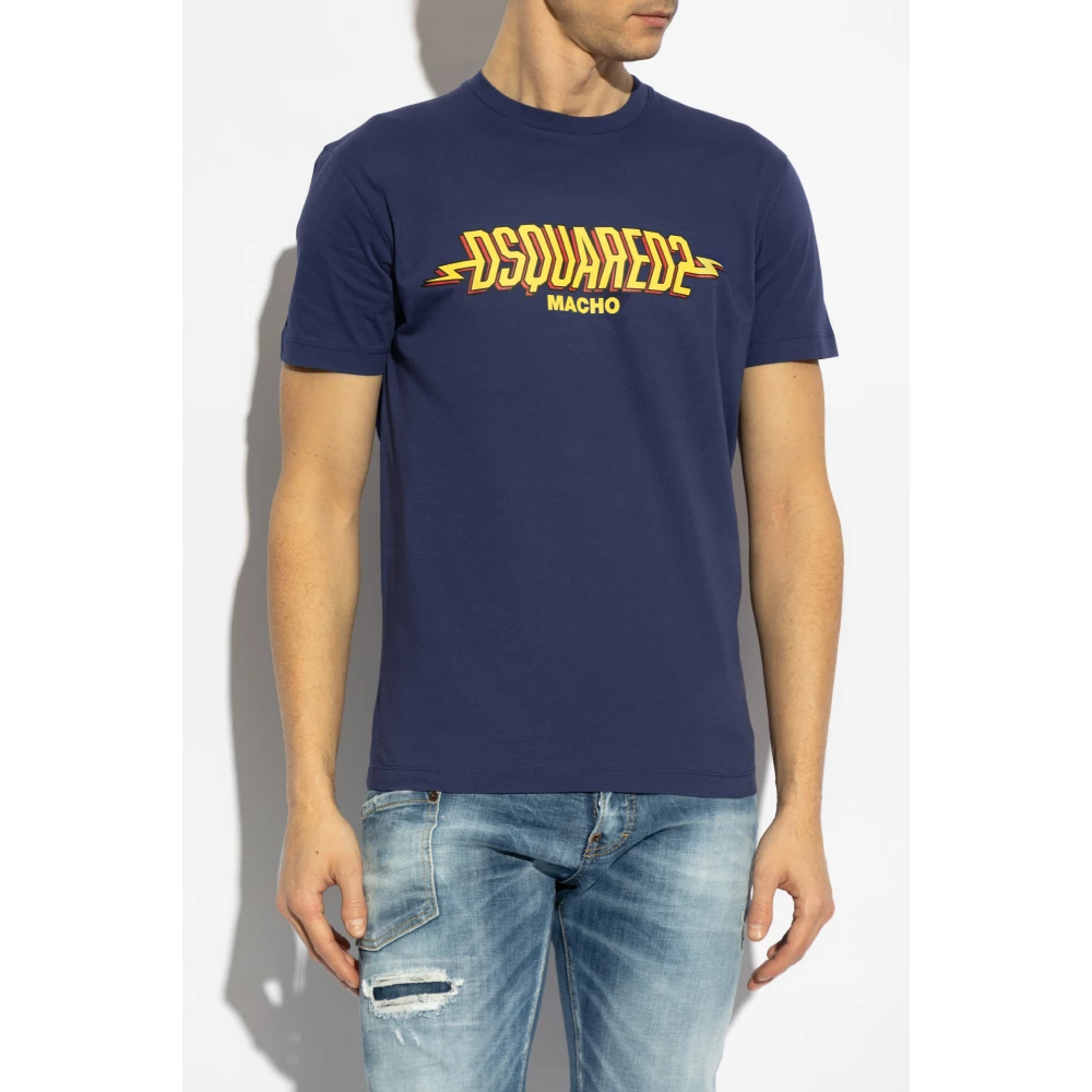 Dsquared2 T-shirt met logo Blue Heren
