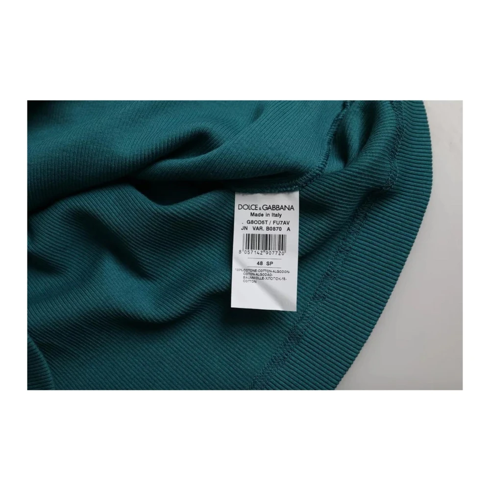 Dolce & Gabbana Korte Mouw Katoenen T-shirt Blauw Groen Blue Heren