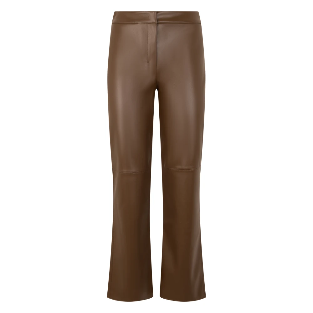 Max Mara , Wide Trousers, Female, Brown, L, Synthetic Leather Trousers
