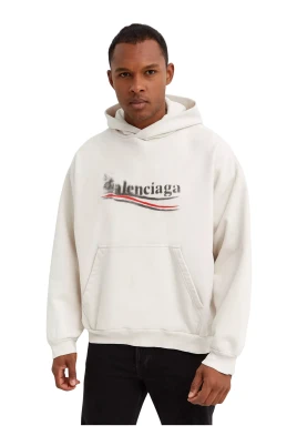 Ecru Logo Hoodie Sweatshirt