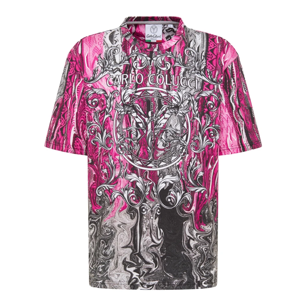 Carlo colucci Artistieke Gebreide Print T-Shirt Multicolor Heren