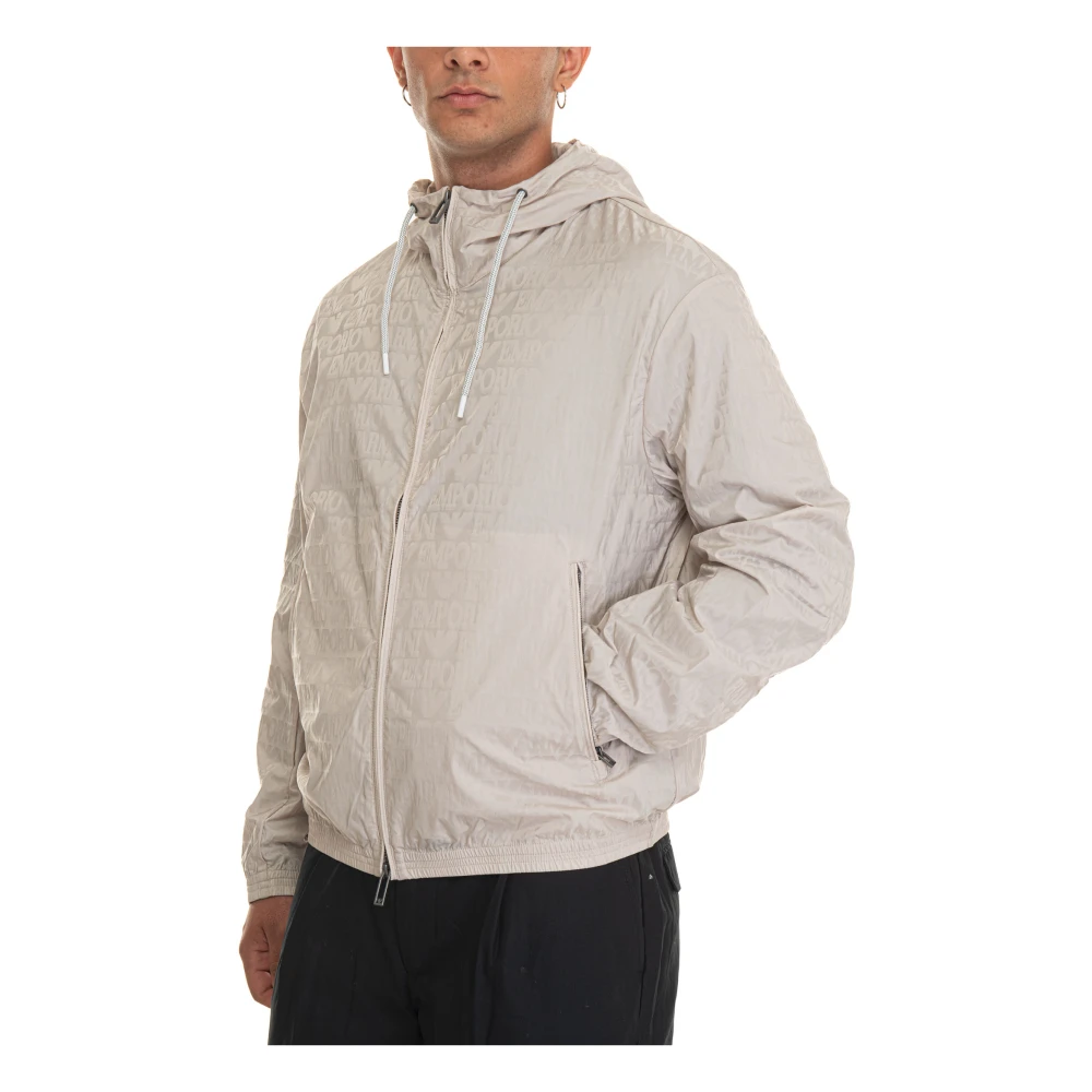 Emporio Armani Logo Winddichte Jas met Capuchon Gray Heren