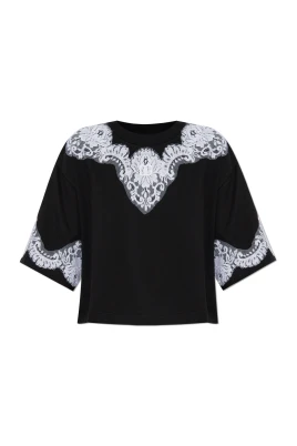 T-shirt med spetsinsatser