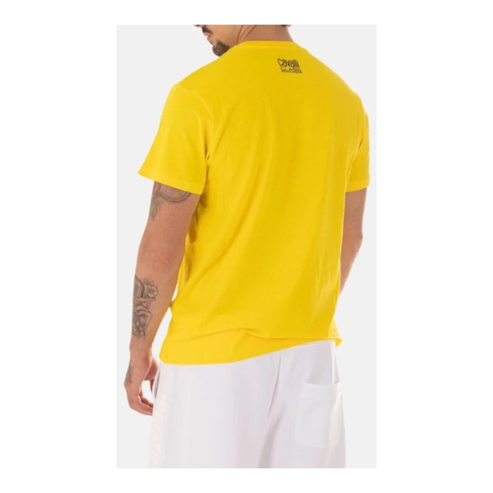 Just Cavalli Heren Logo T-Shirt Yellow Heren