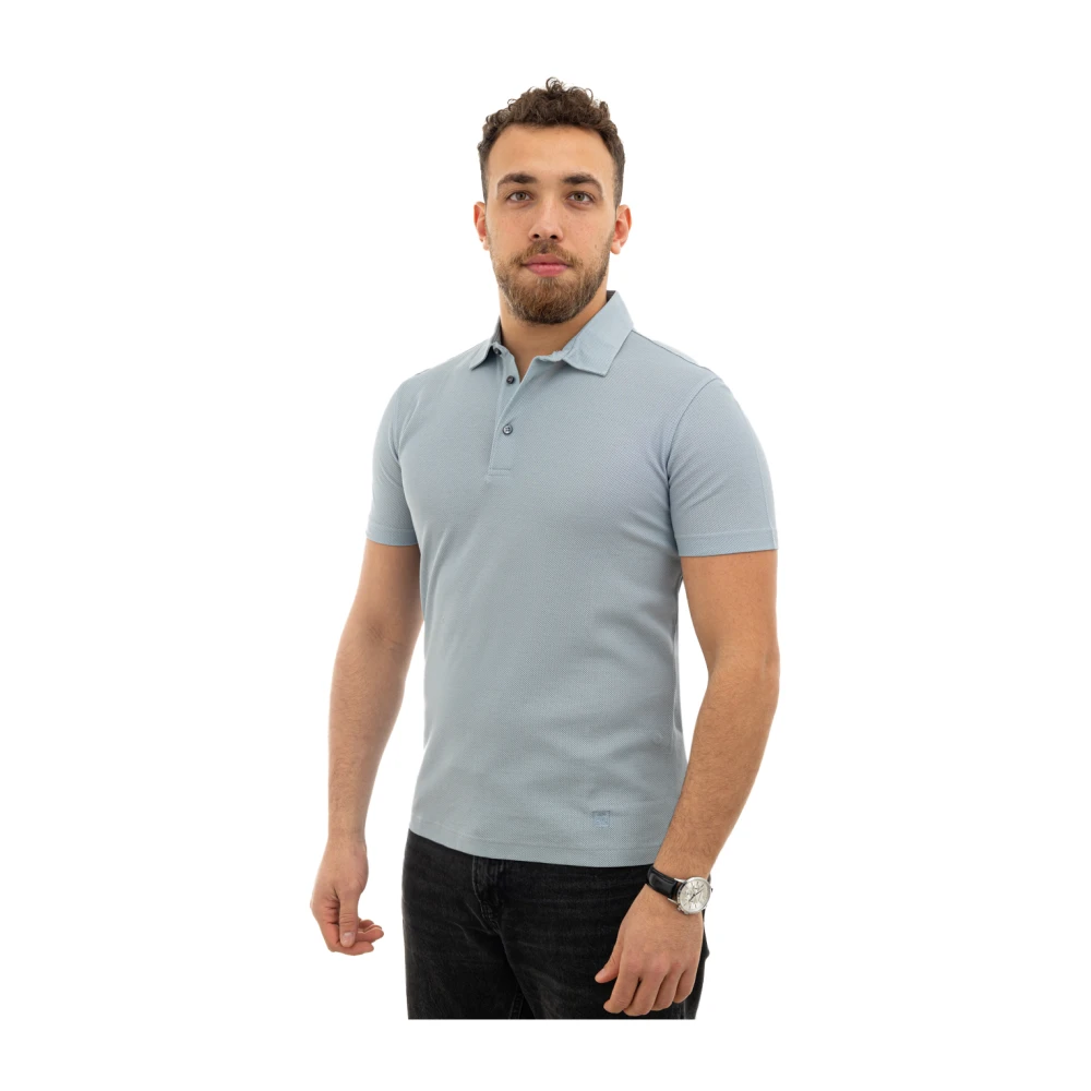 Corneliani Blauw Polo Shirt Klassiek Korte Mouw Blue Heren