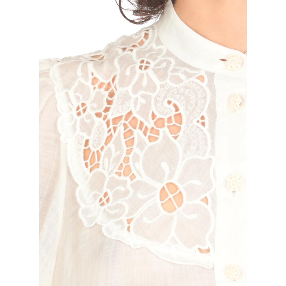 Zimmermann Ivoor Kant Geborduurde Blouse Beige Dames