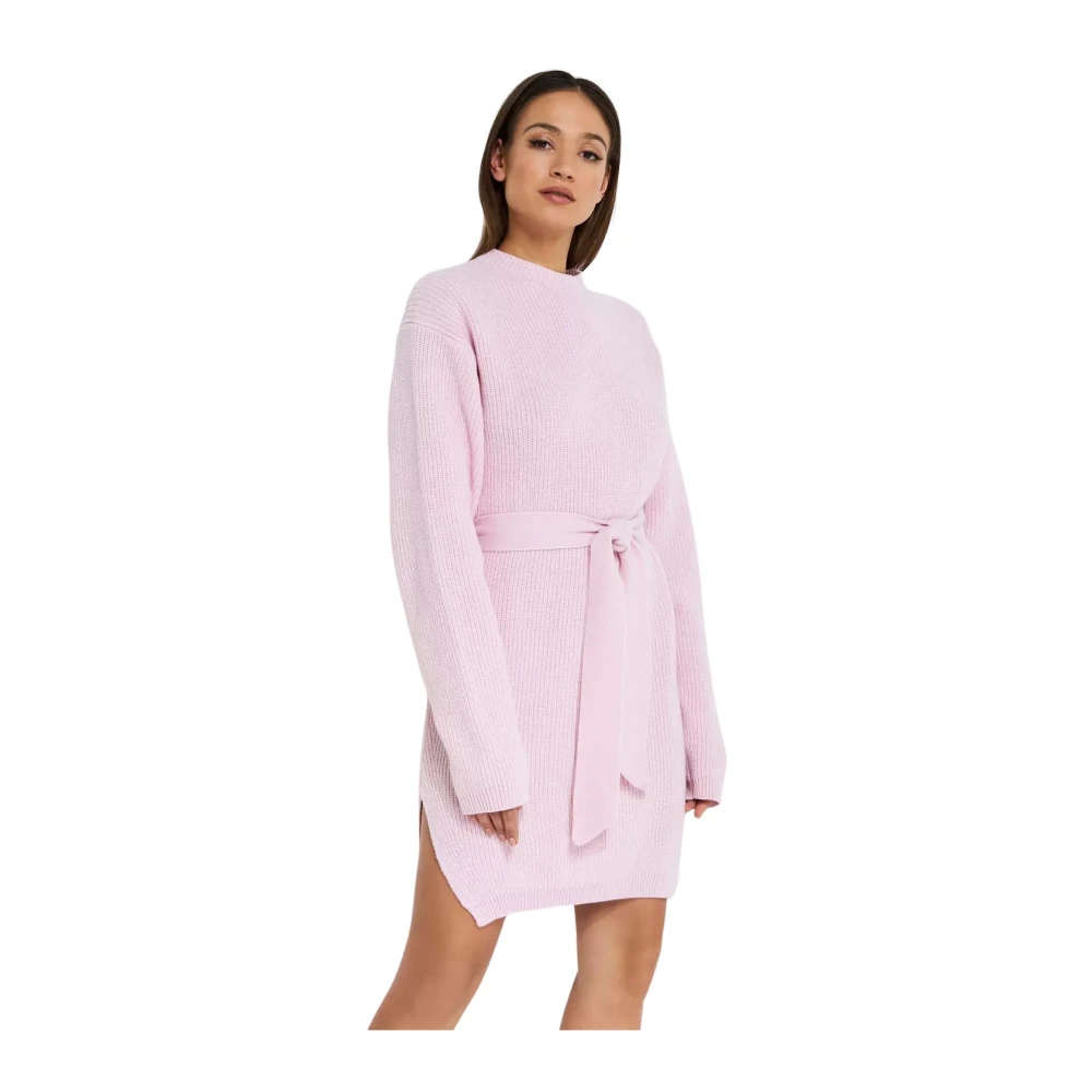 Nanushka Roze Gebreide Jurk met Ronde Hals Pink Dames