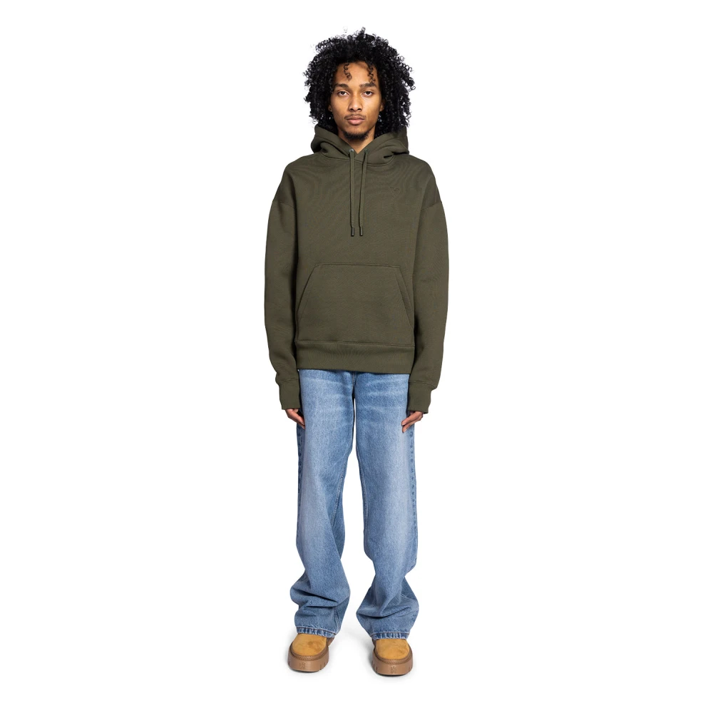 Ami Paris Geëmbosseerde Hoodie in Loden Groen Green Heren
