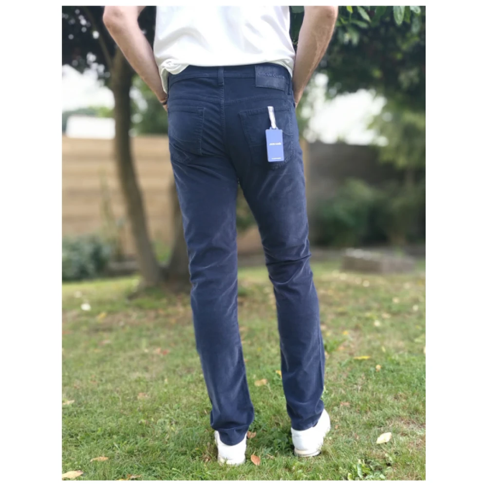 Jacob Cohën Zachte Slim Fit Fluwelen Broek Blue Heren