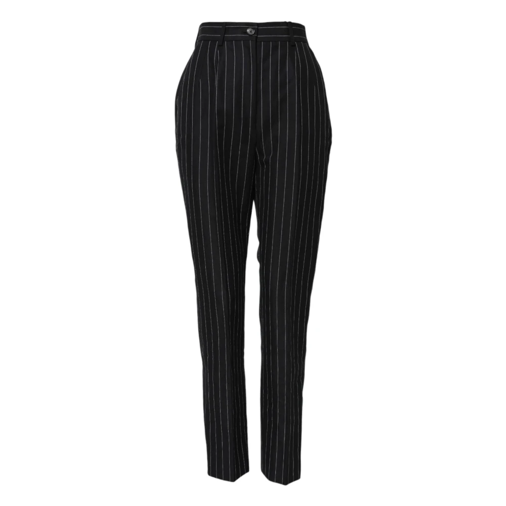 Dolce & Gabbana Women's Black Slim-Fit Trousers, S, High Waist Tapered Trousers