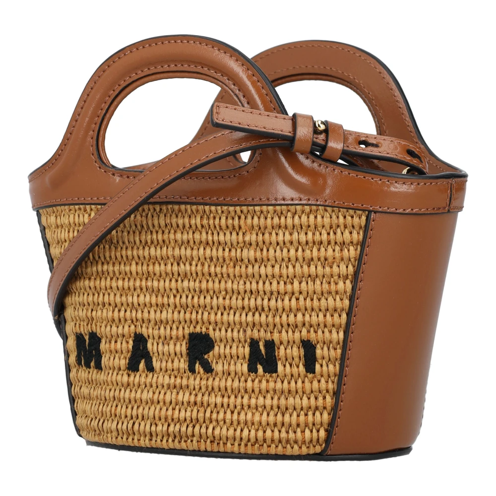 Marni Raw Siena Tropicalia Micro Tas Brown Dames
