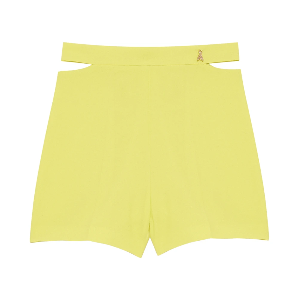 PATRIZIA PEPE Broek Cut-out shorts in crepe sarblé stof Yellow Dames