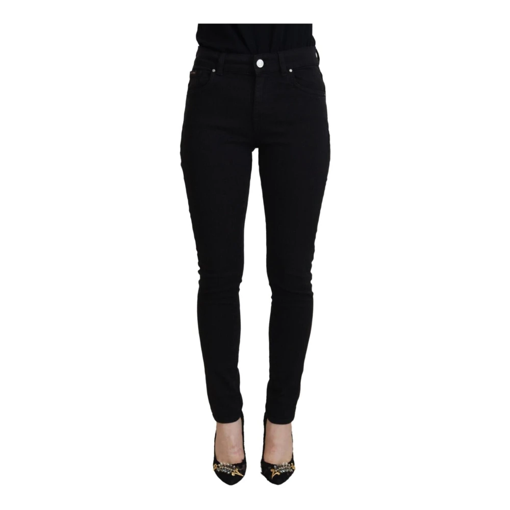 Dolce & Gabbana Women's Black Denim Trousers With Logo Details - Skinny Fit Jeans - Xs - Jeans