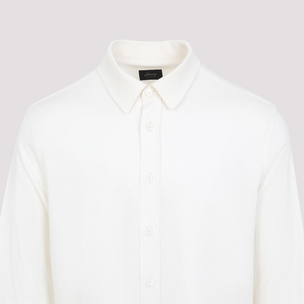 Brioni Luxe Zijden Shirt Naakt Neutrals White Heren