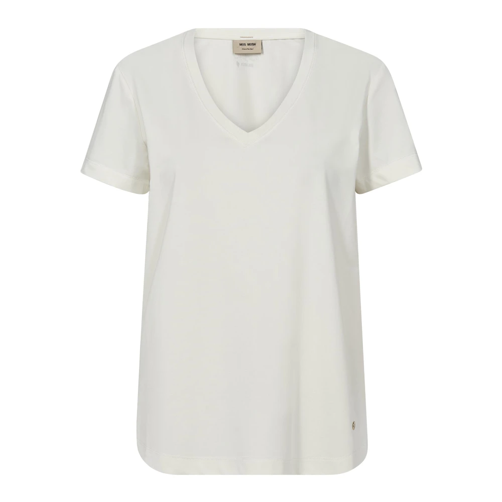 Mos Mosh Women's Beige T-Shirts, M, Mmdala V-Ss Basic Tee