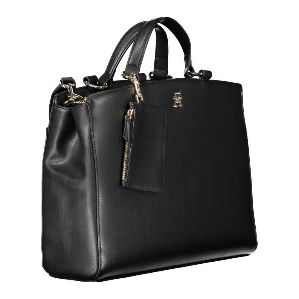 Tommy Hilfiger Zwarte dameshandtas met afneembare band en meerdere compartimenten Black Dames