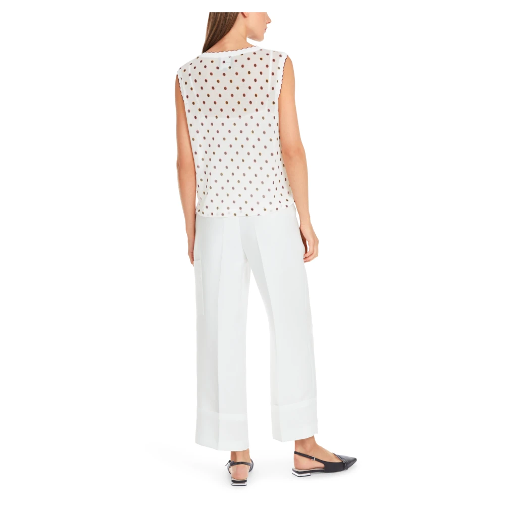 Marc Cain Gestippelde Gebreide Top White Dames