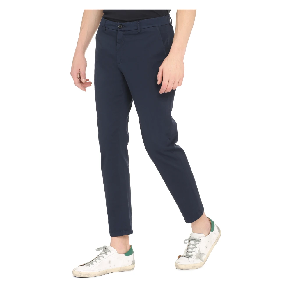 Department Five Stretch Katoenen Chino Broeken met Klepzakken Blue Heren