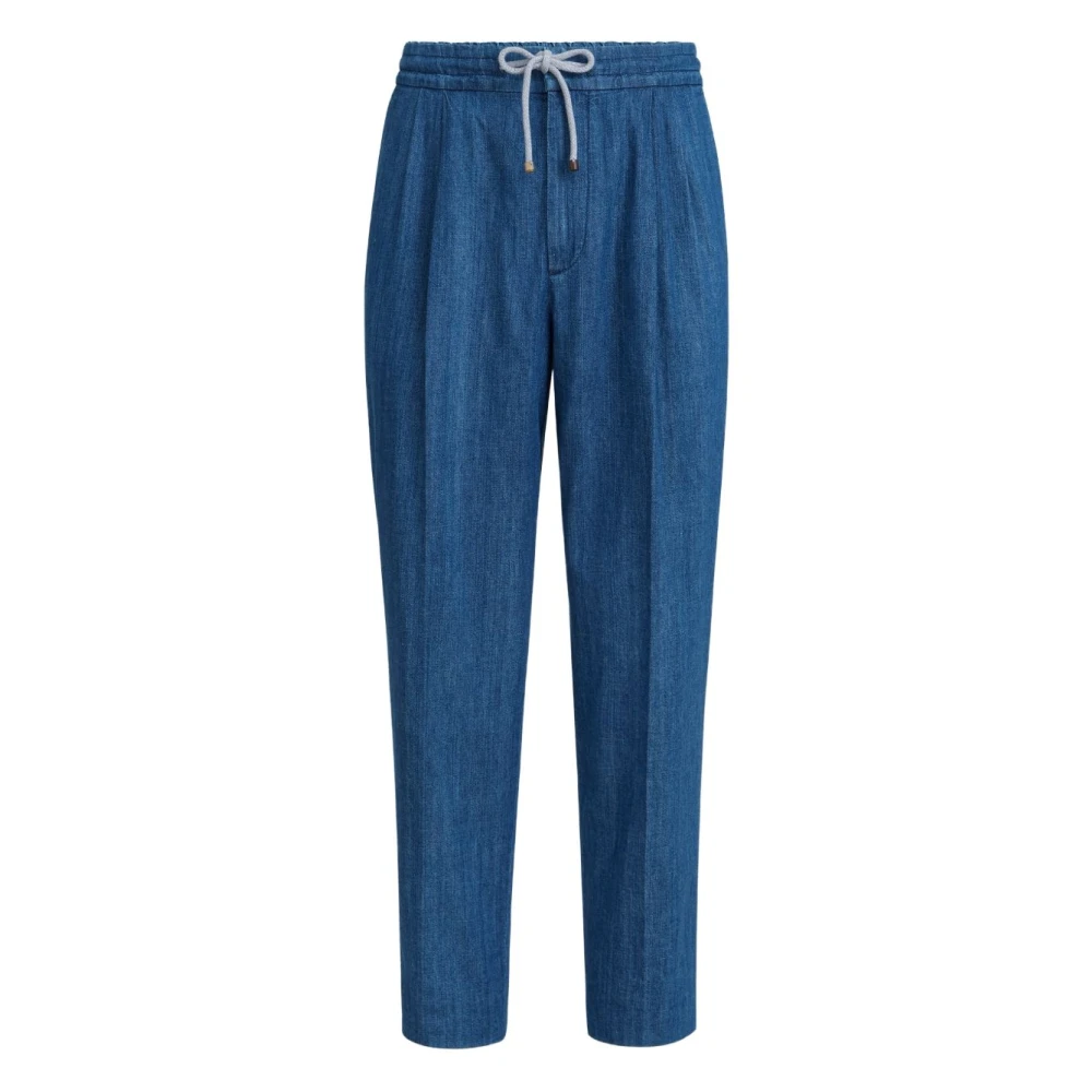 Brunello Cucinelli Men's Blue Wide Trousers, 3XL, Wide Trousers