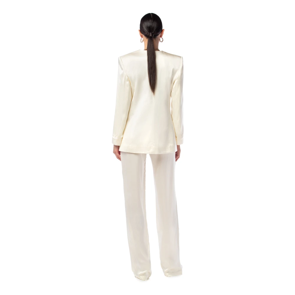 MVP wardrobe Elegante Viscose Straight Leg Broek Beige Dames