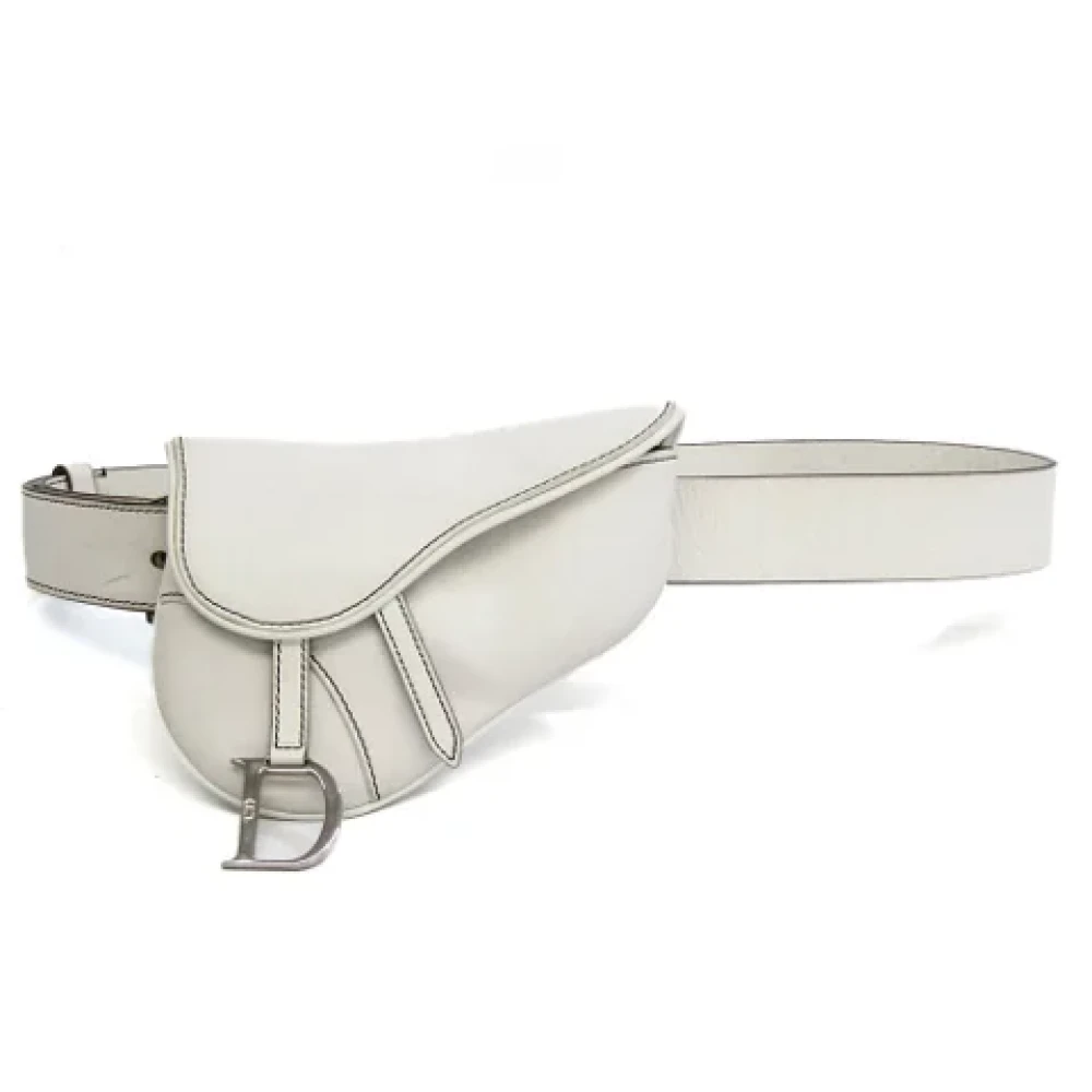 Dior Vintage Pre-owned Leather clutches White Dames