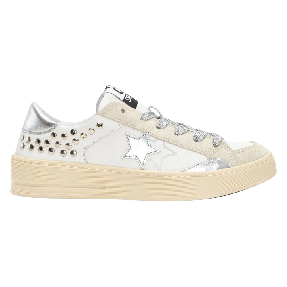 2Star Witte leren studs ster sneakers Dames Schoenen