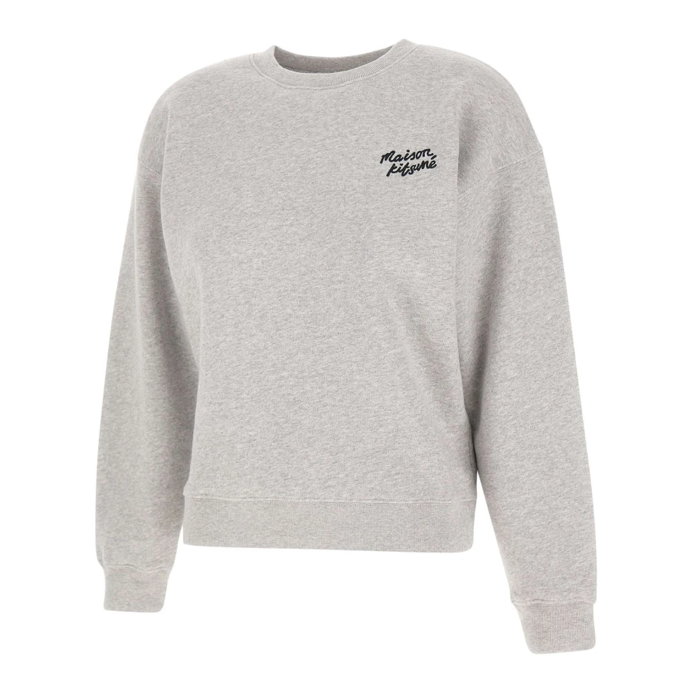 Maison Kitsuné Grijze Katoenen Sweatshirt met Logo Detail Gray Dames