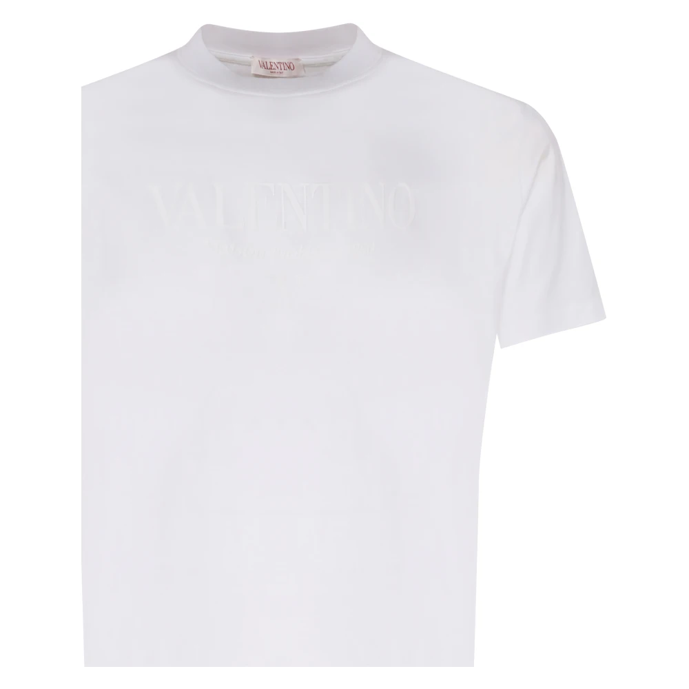 Valentino Garavani Witte Katoenen Logo T-shirt Italië White Heren